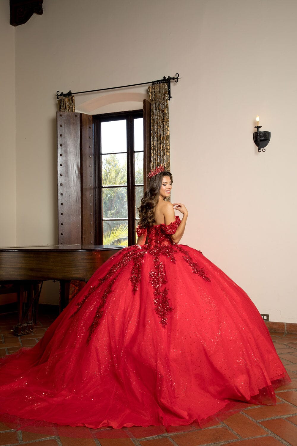 Applique Corset Ball Gown by Petite Adele PQ1070