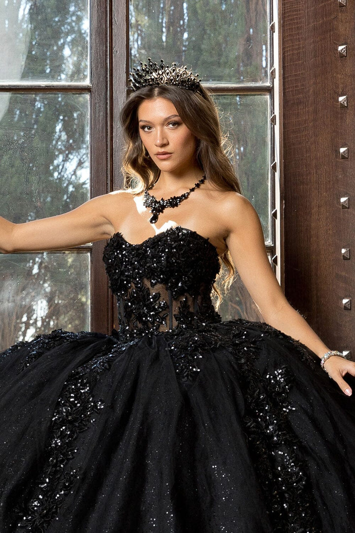 Applique Corset Ball Gown by Petite Adele PQ1070