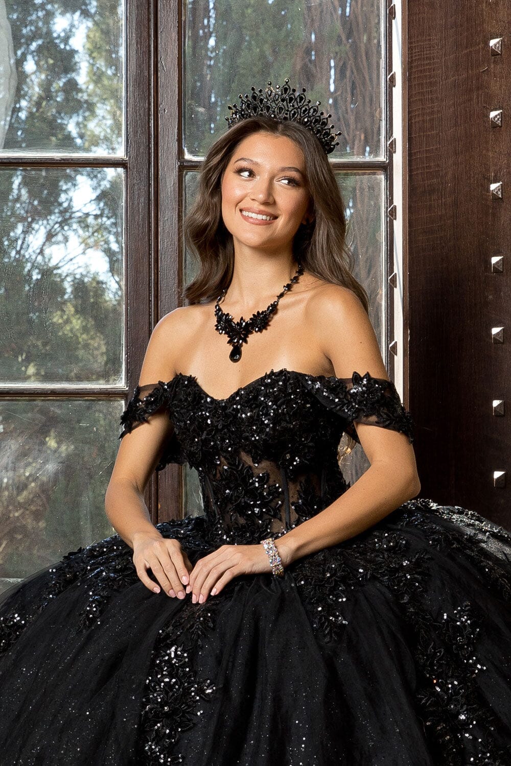 Applique Corset Ball Gown by Petite Adele PQ1070