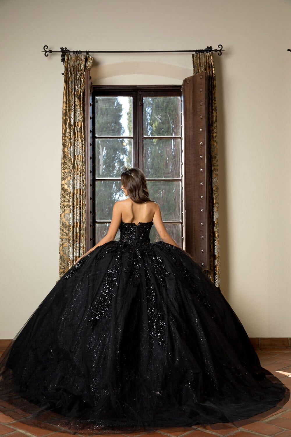 Applique Corset Ball Gown by Petite Adele PQ1070