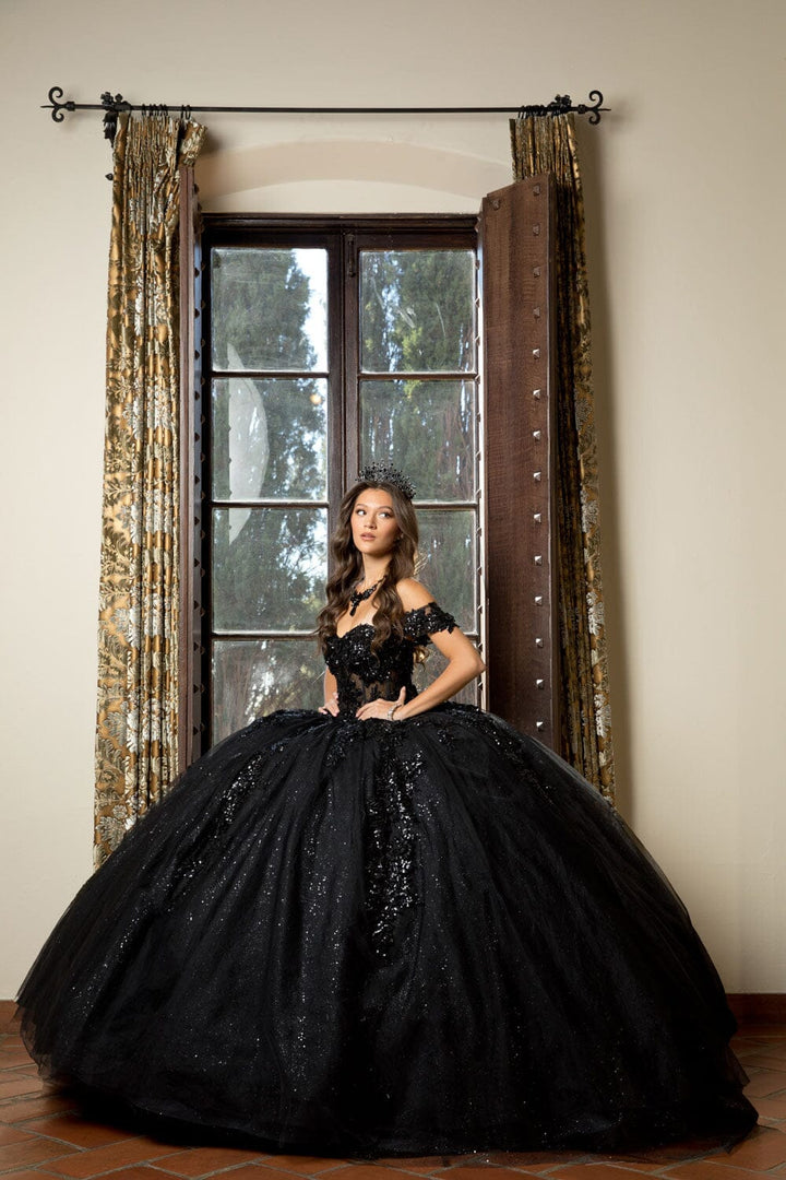 Applique Corset Ball Gown by Petite Adele PQ1070