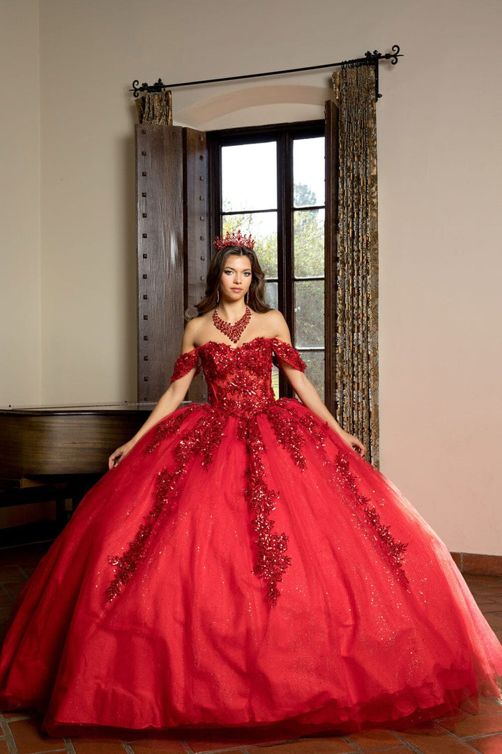 Applique Corset Ball Gown by Petite Adele PQ1070