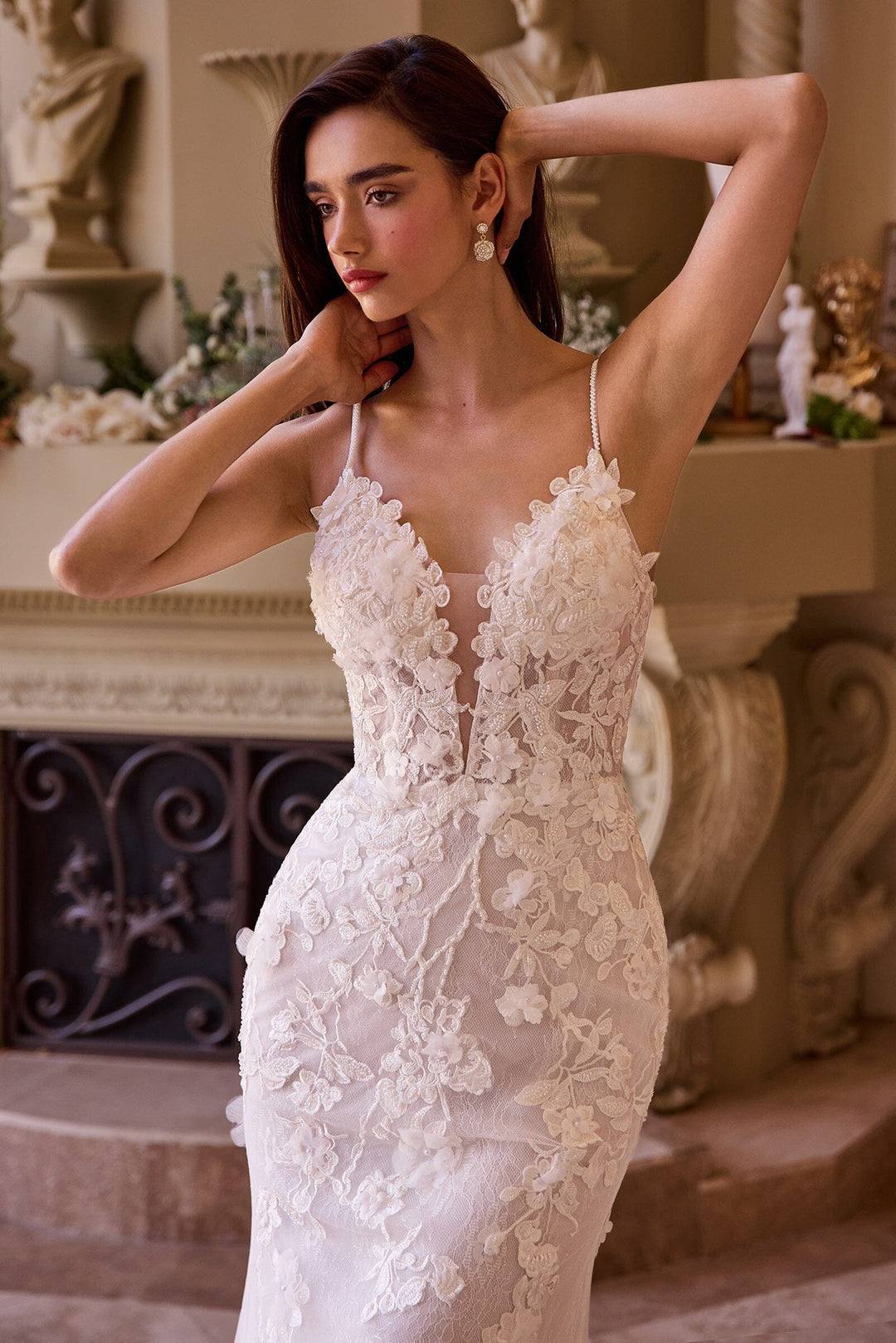 knee length dresses for ladies Applique Fitted Sleeveless Bridal Gown by Ladivine WL053 – ABC Fashion