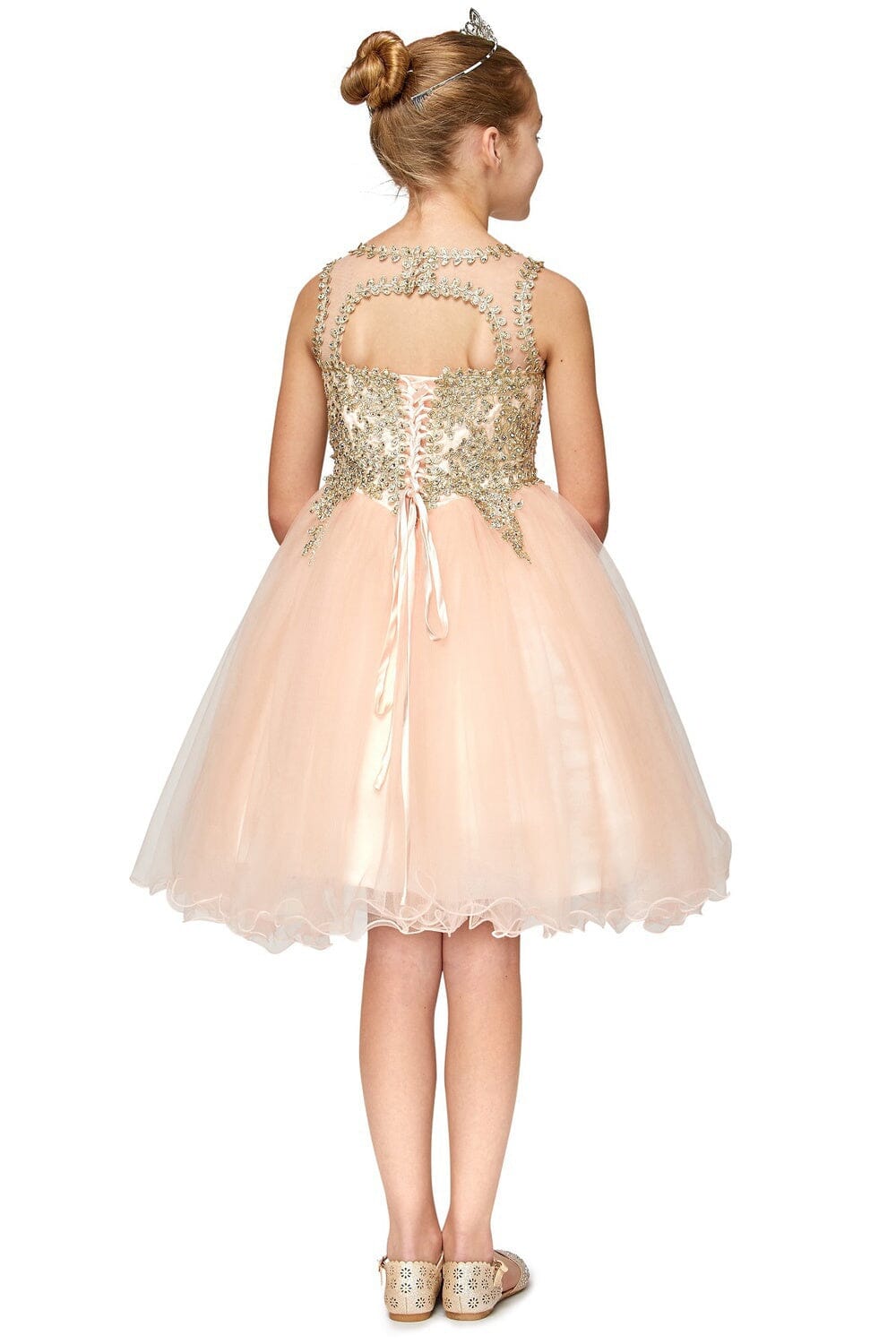Flower Girl Dress Sleeveless Gold Embellished Short - Neon Fuchsia / 14 Flower Girl Dress Sleeveless Gold Embellished Short - Neon Fuchsia / 14