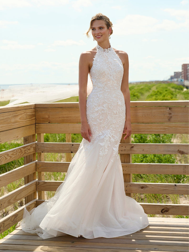 Applique Halter Mermaid Bridal Gown by Adrianna Papell 31284