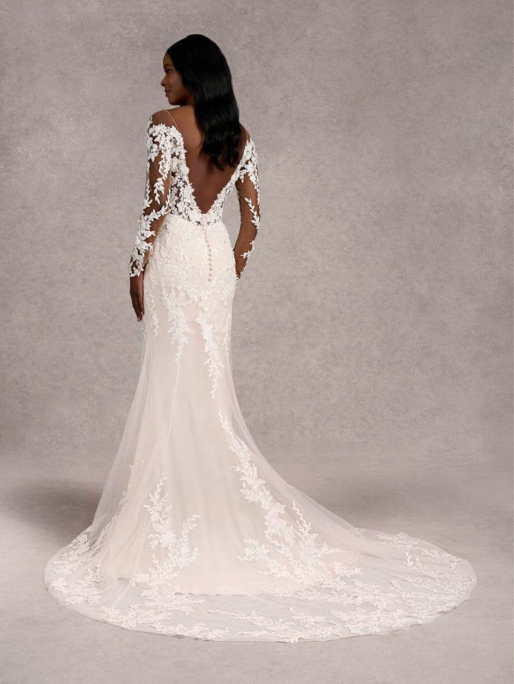 Applique Long Sleeve Bridal Gown by Adrianna Papell 31260
