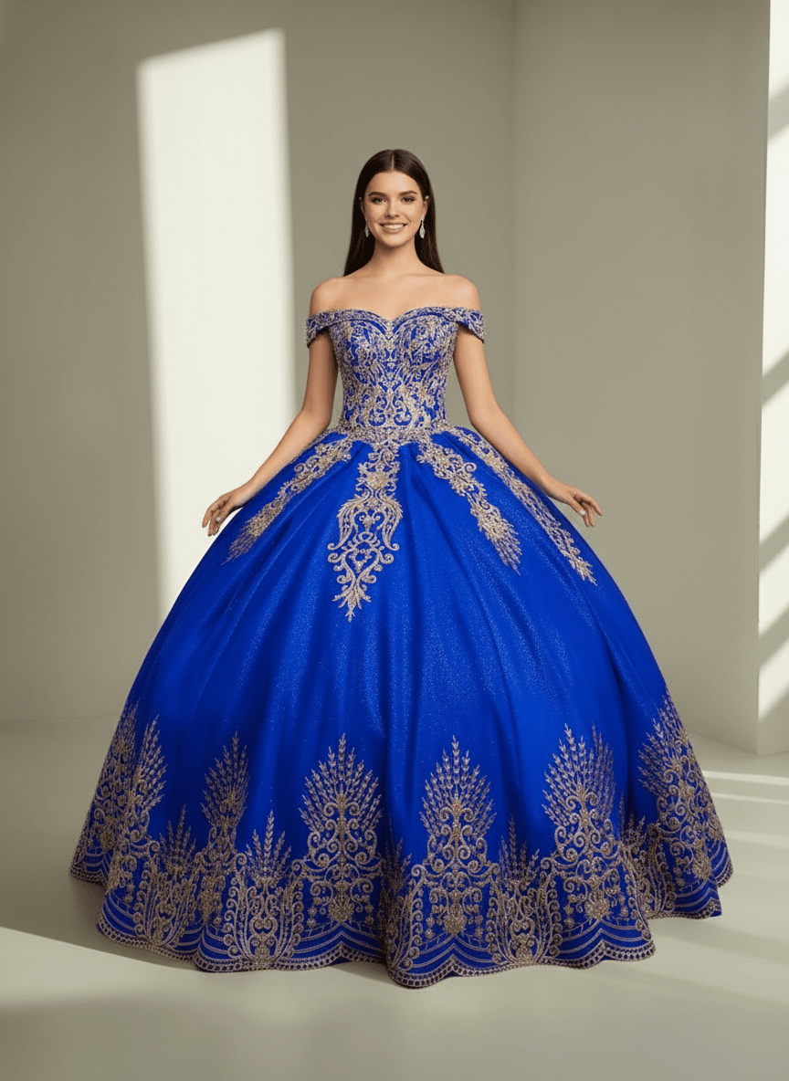Applique Off Shoulder Ball Gown by Calla KY-72838