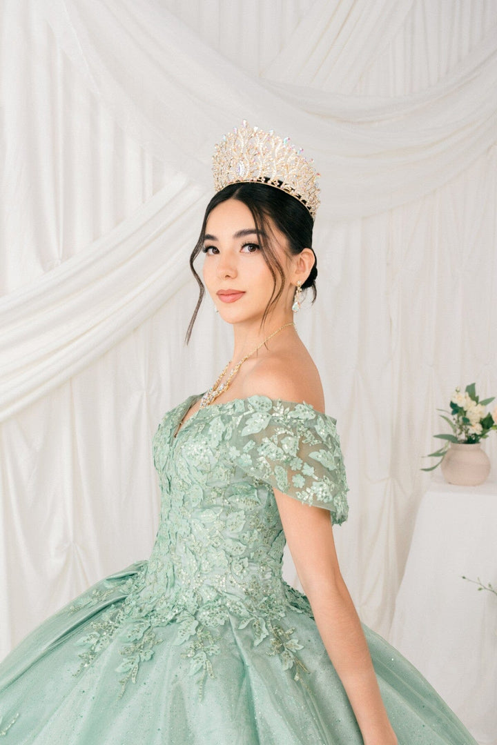 Applique Off Shoulder Ball Gown by Cinderella Couture 8045J