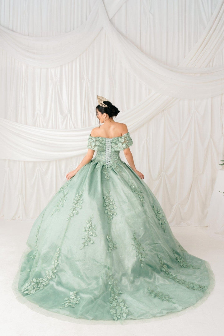 Applique Off Shoulder Ball Gown by Cinderella Couture 8045J