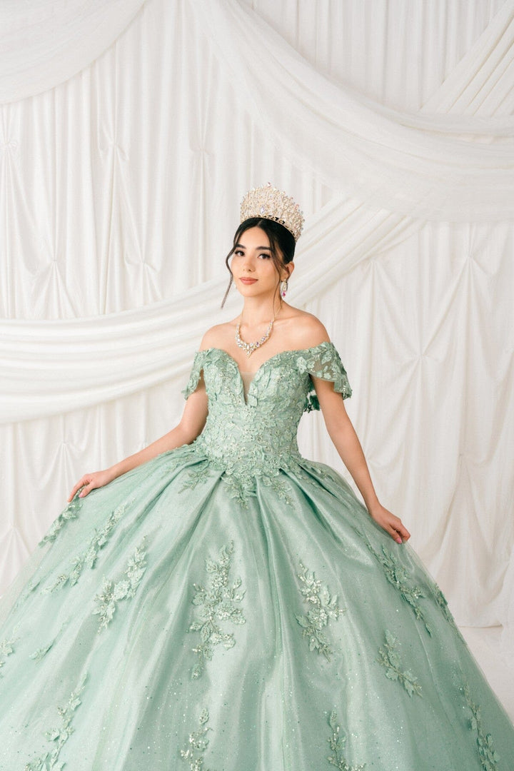 Applique Off Shoulder Ball Gown by Cinderella Couture 8045J