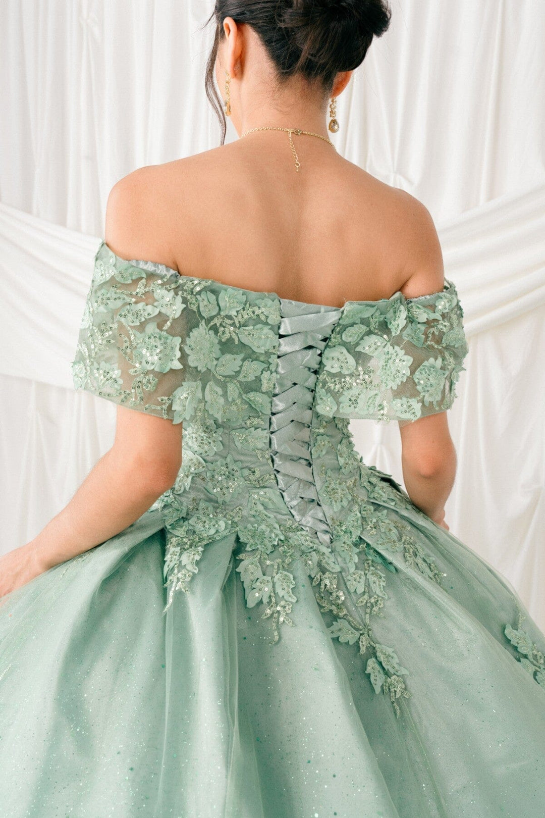 Applique Off Shoulder Ball Gown by Cinderella Couture 8045J