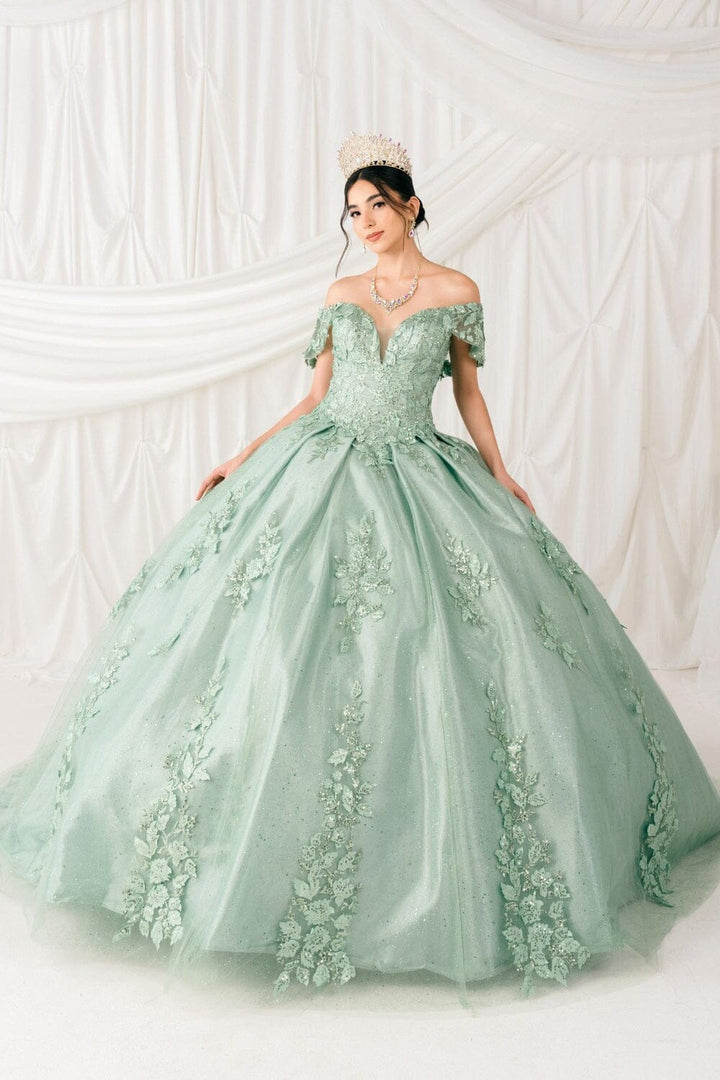 Applique Off Shoulder Ball Gown by Cinderella Couture 8045J