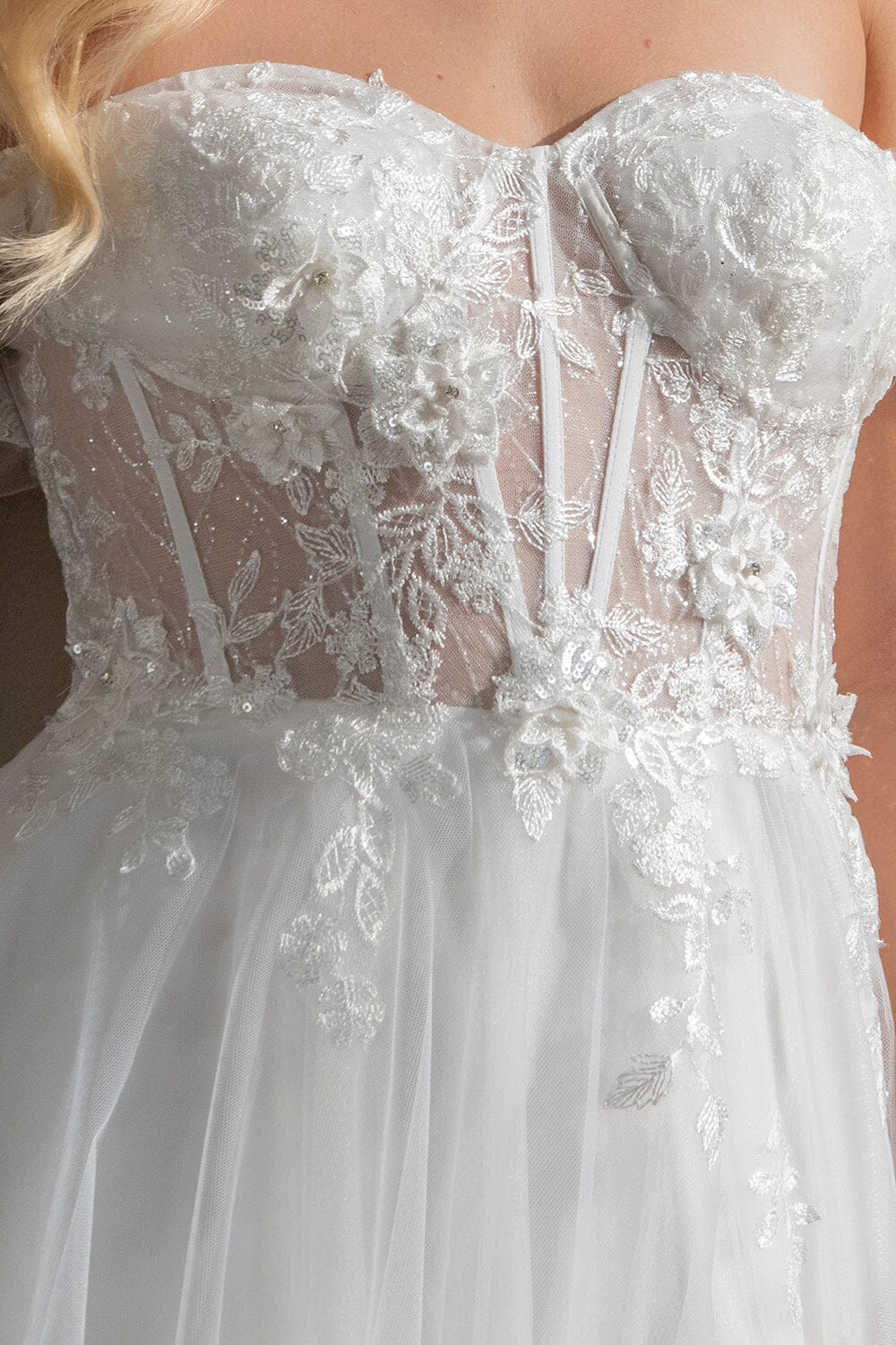 Applique Off Shoulder Bridal Gown by Amelia Couture 5023