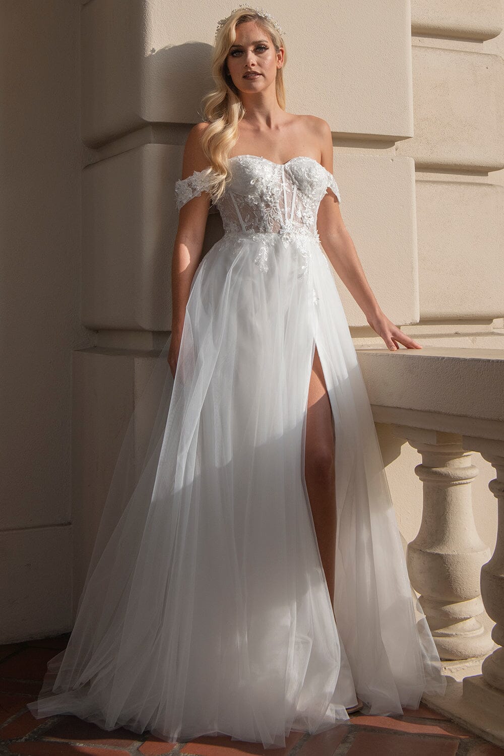 Applique Off Shoulder Bridal Gown by Amelia Couture 5023