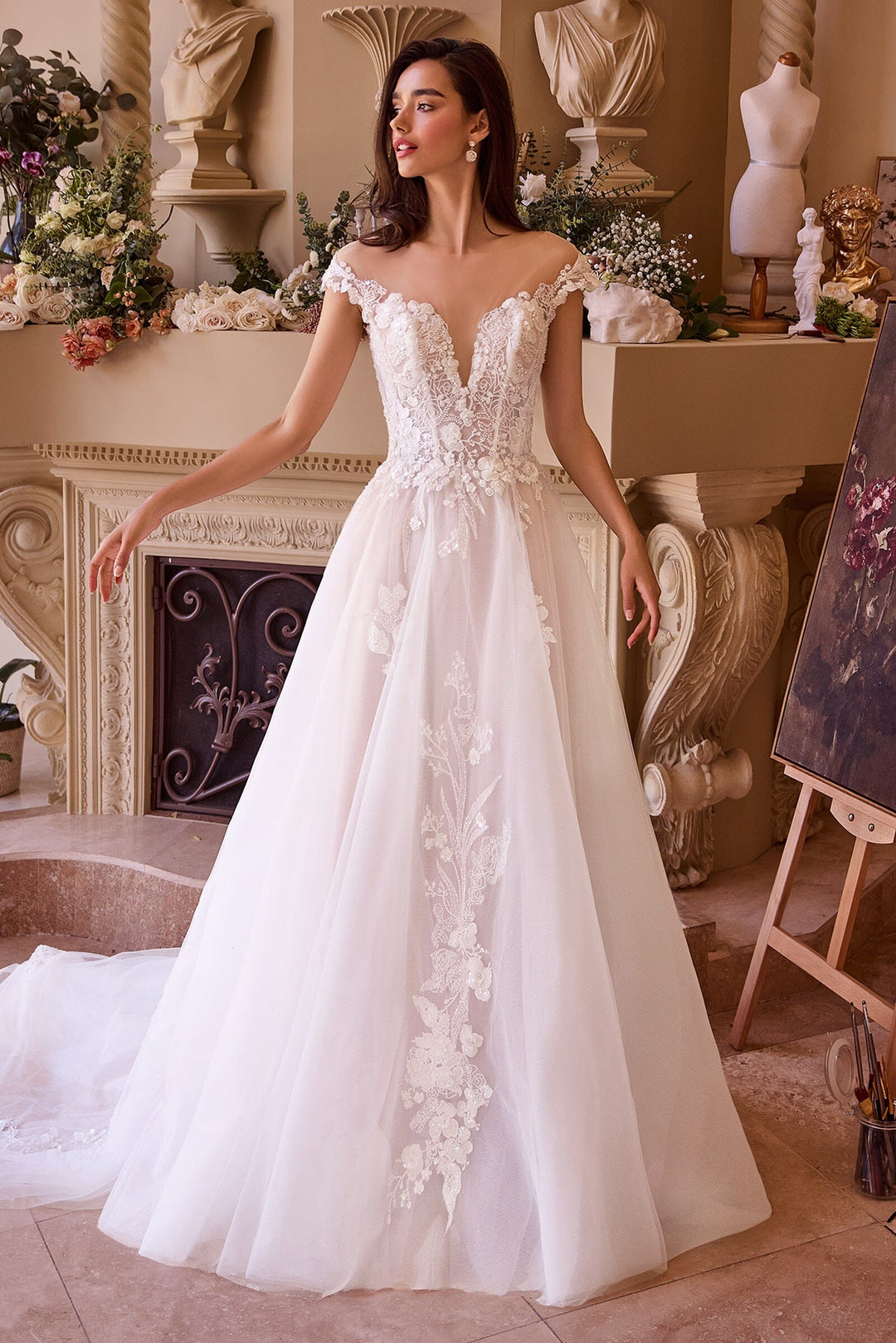 Applique Off Shoulder Bridal Gown by Ladivine WL038  ABC Fashion