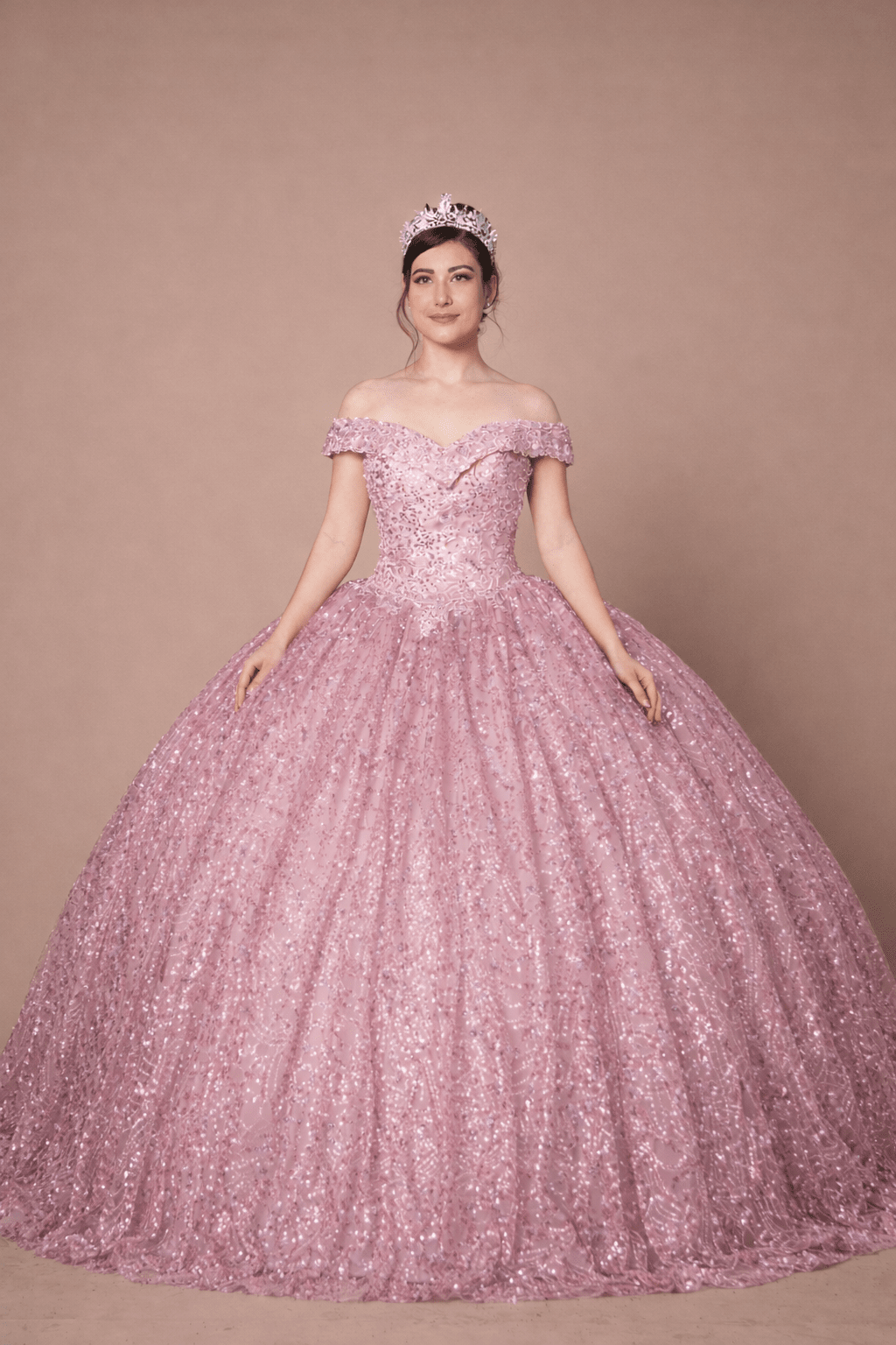 Applique Off Shoulder Cape Ball Gown by Calla SCL-30003