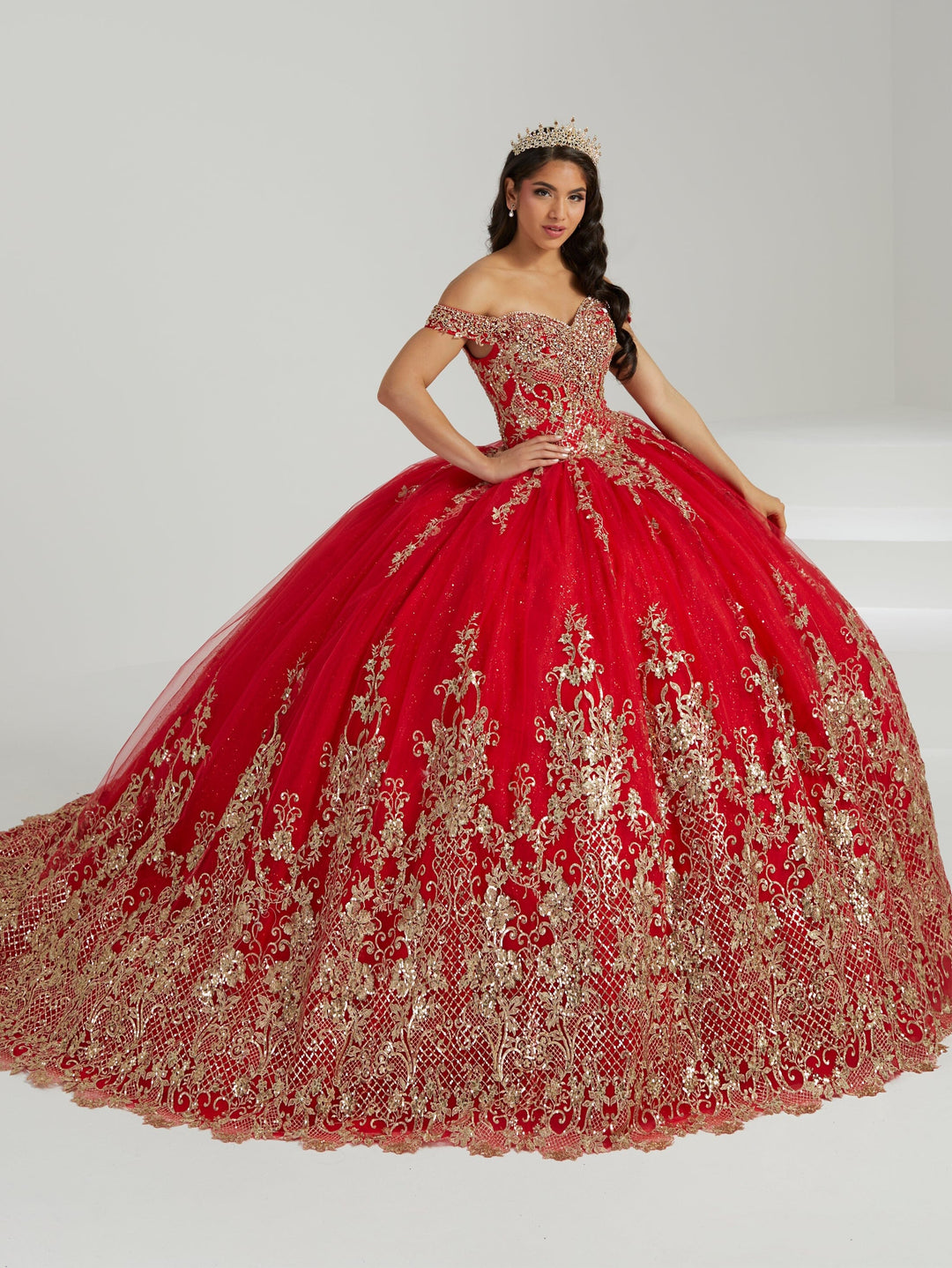 Applique Off Shoulder Quinceanera Dress by Fiesta Gowns 56486