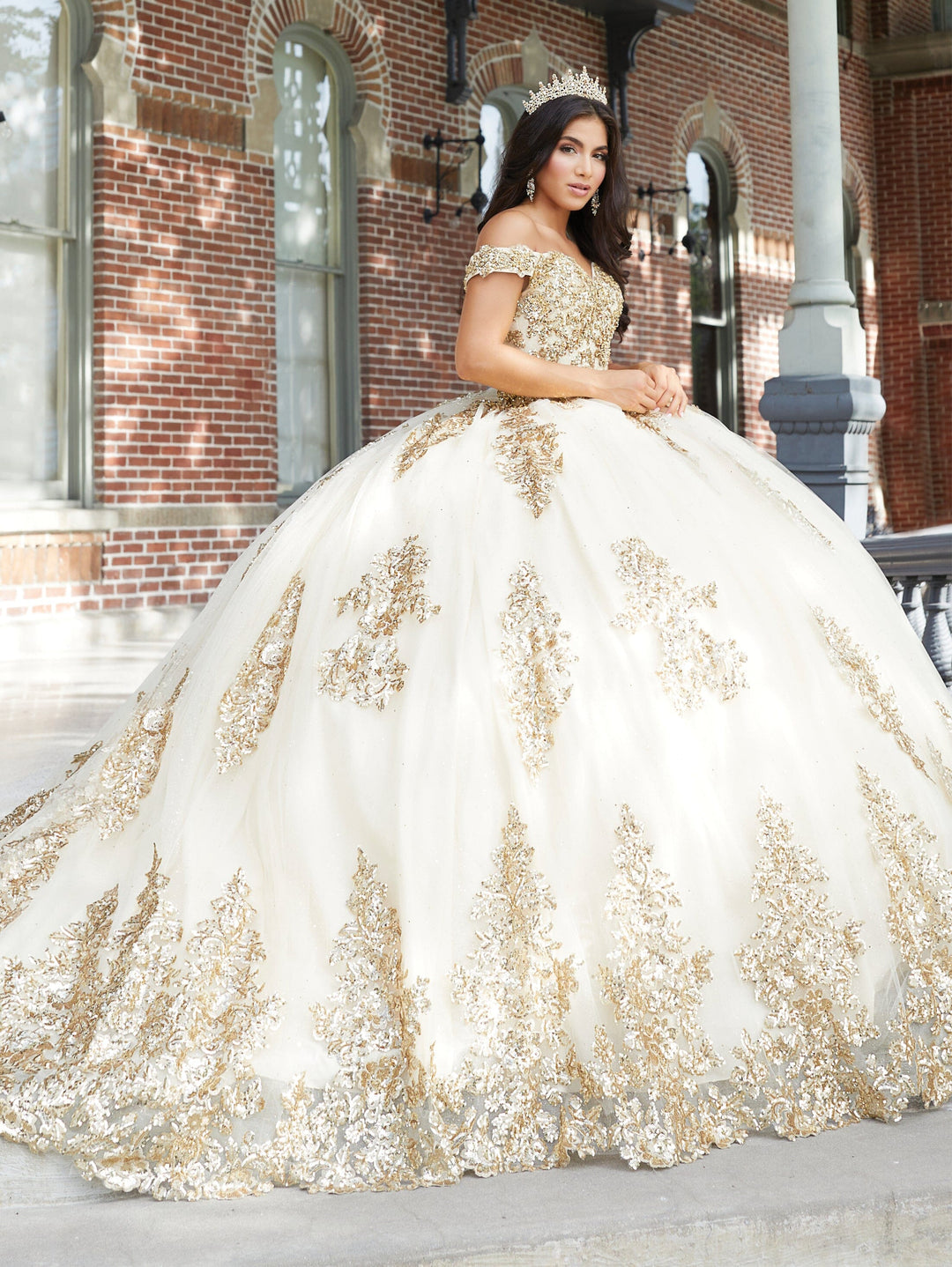 Applique Off Shoulder Quinceanera Dress by House of Wu 26042