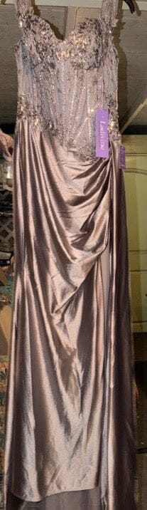 Applique Off Shoulder Slit Gown by Ladivine CD803