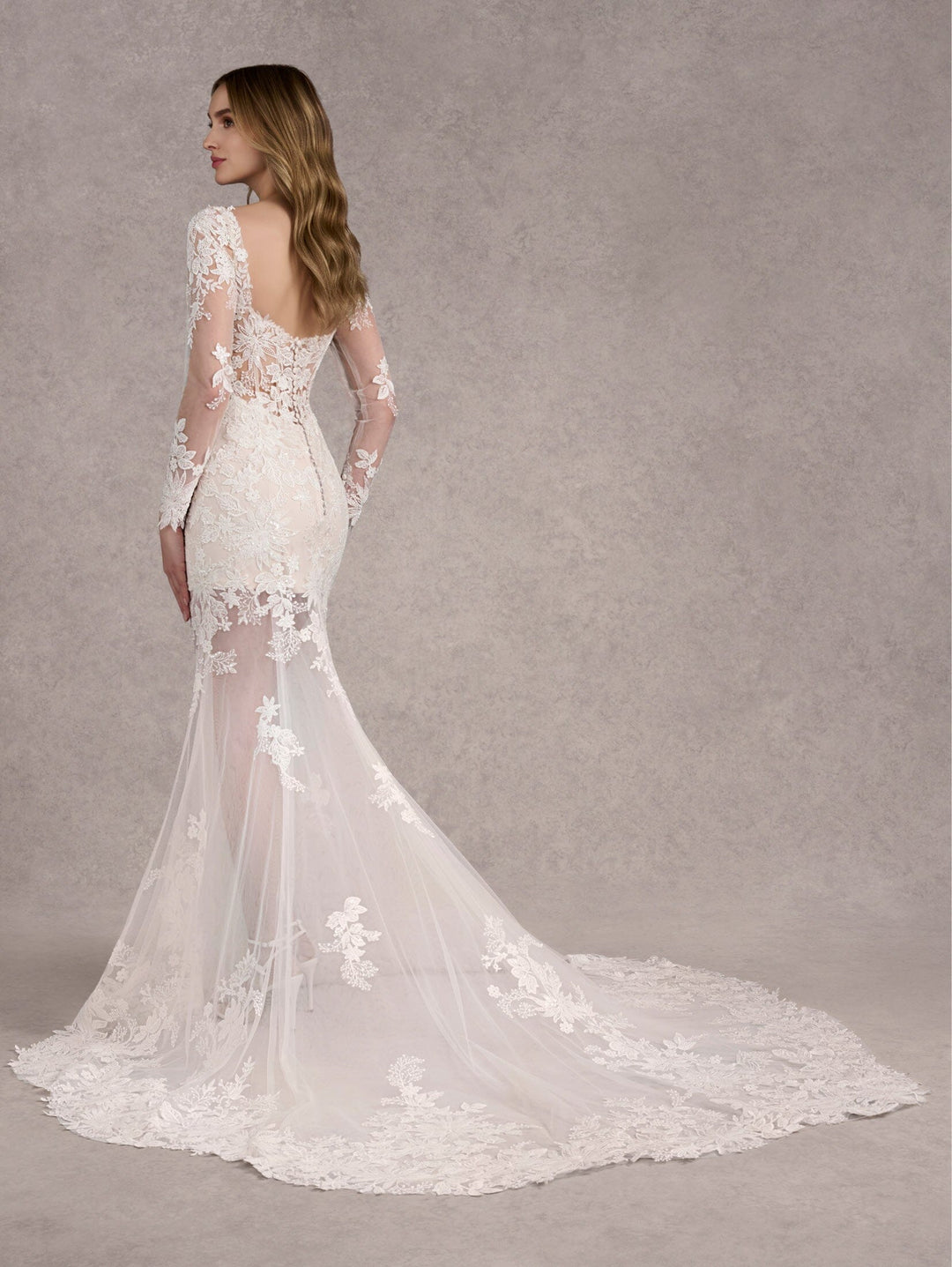 Applique Sheer Skirt Wedding Gown by Adrianna Papell 31262
