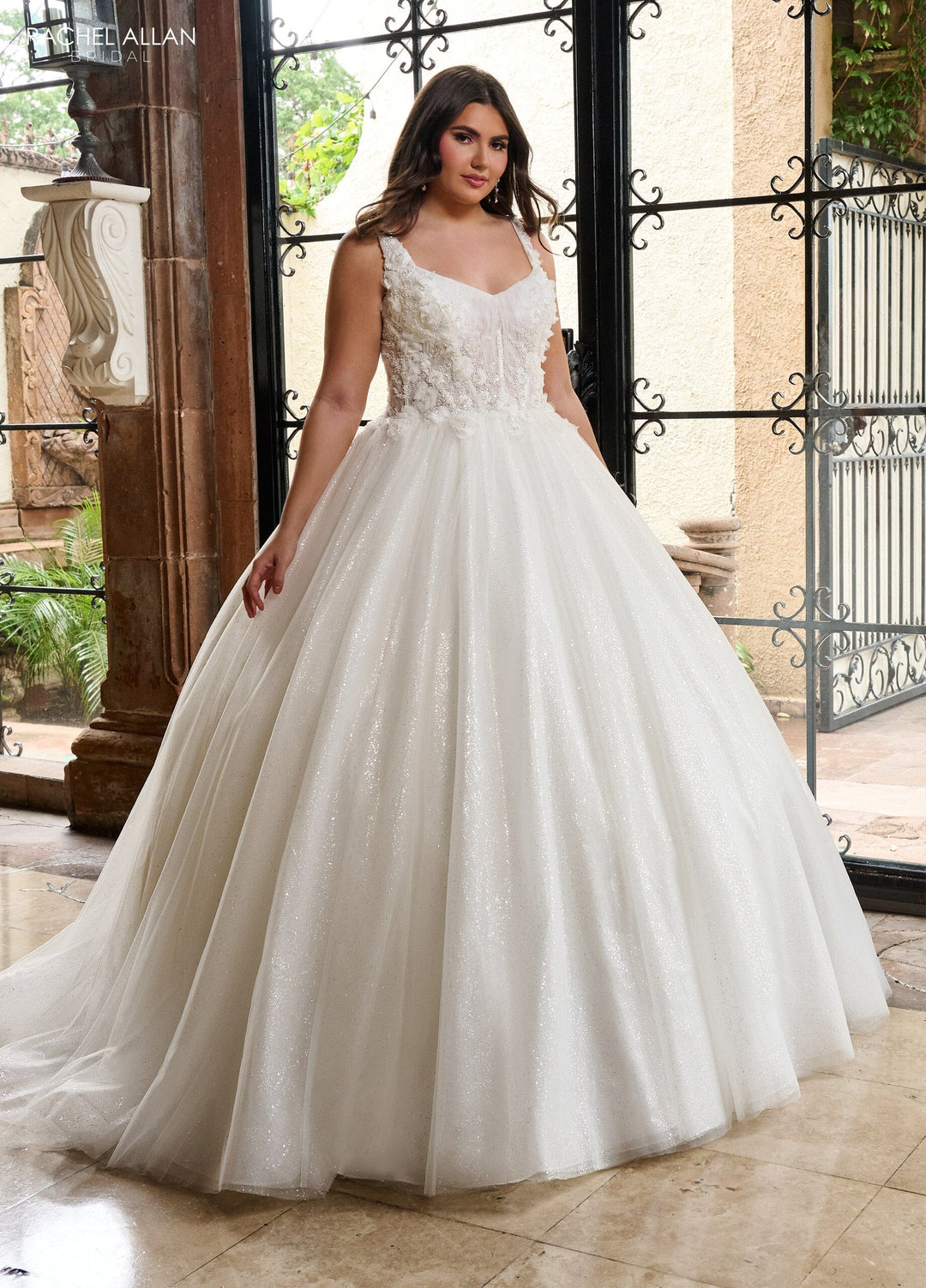 Applique Sleeveless Bridal Gown by Rachel Allan RB6165