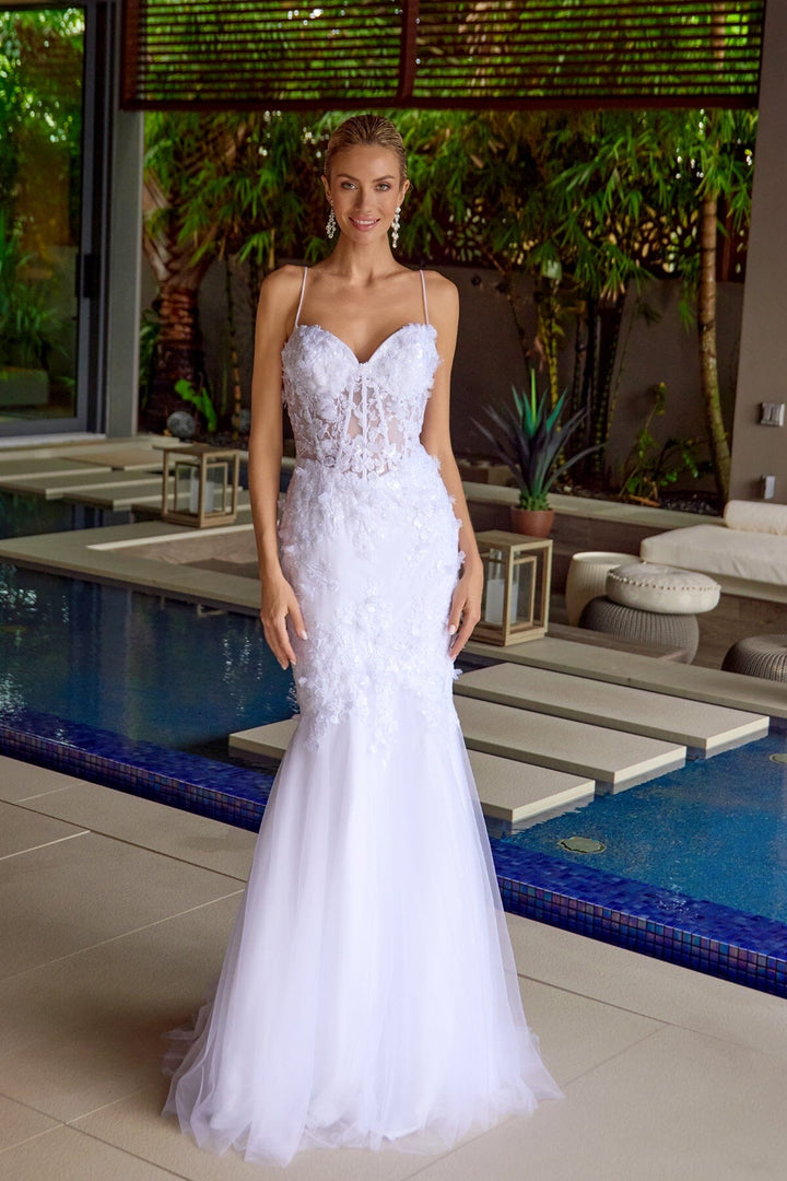 Applique Sleeveless Bridal Mermaid Dress by Juliet JT2469KW