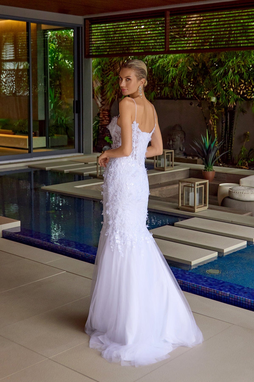 Applique Sleeveless Bridal Mermaid Dress by Juliet JT2469KW