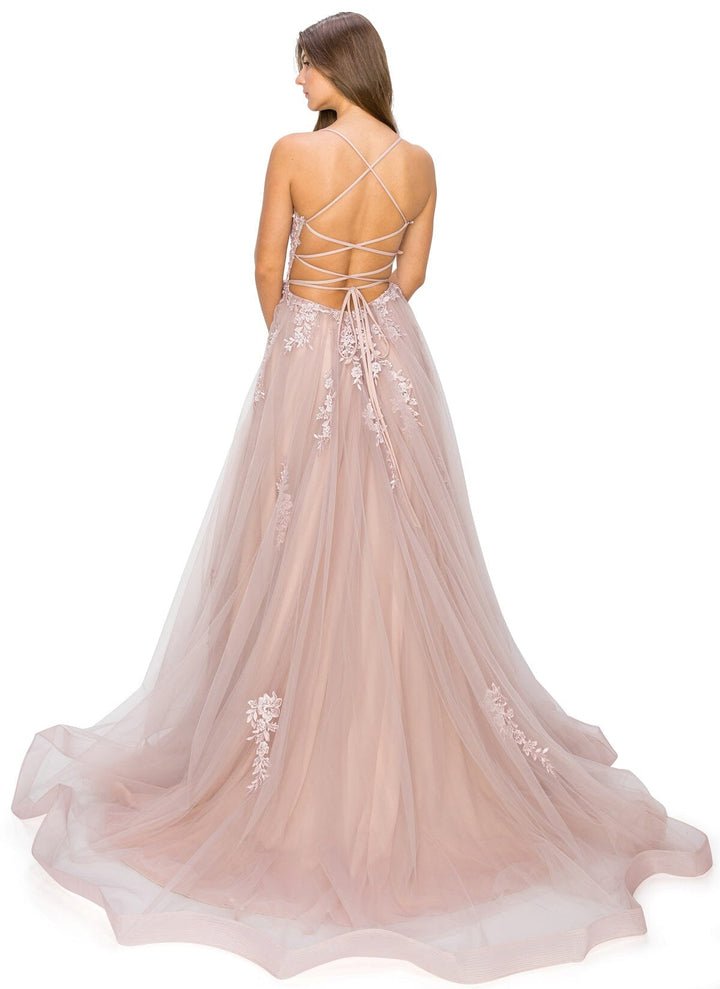 Applique Sleeveless Slit Gown by Cinderella Couture 8031J
