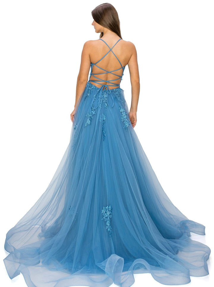 Applique Sleeveless Slit Gown by Cinderella Couture 8031J