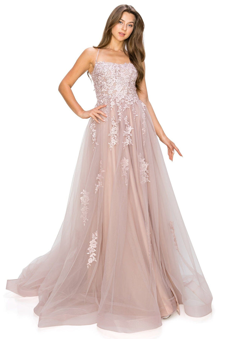 Applique Sleeveless Slit Gown by Cinderella Couture 8031J