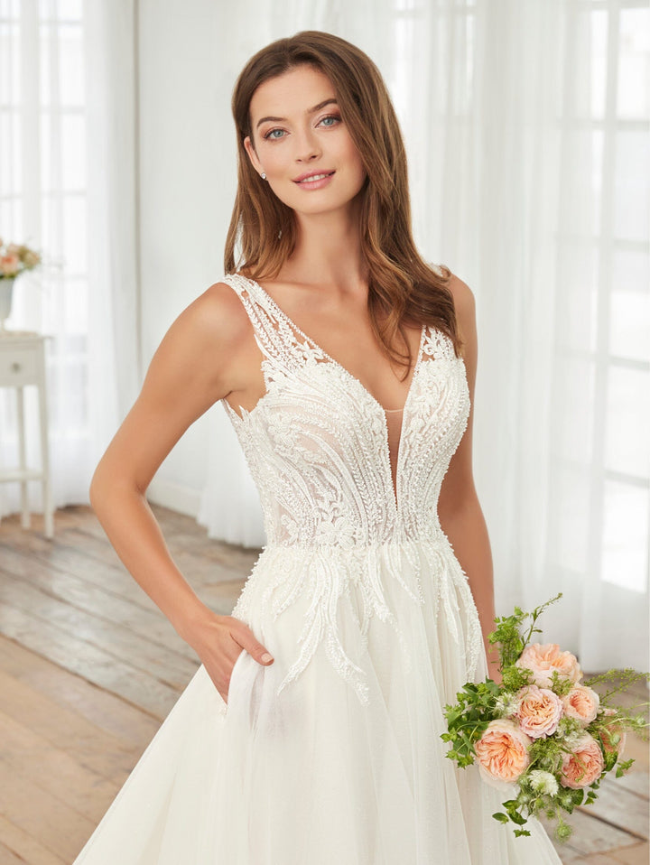 Applique Sleeveless Tulle Bridal Gown by Adrianna Papell 31253