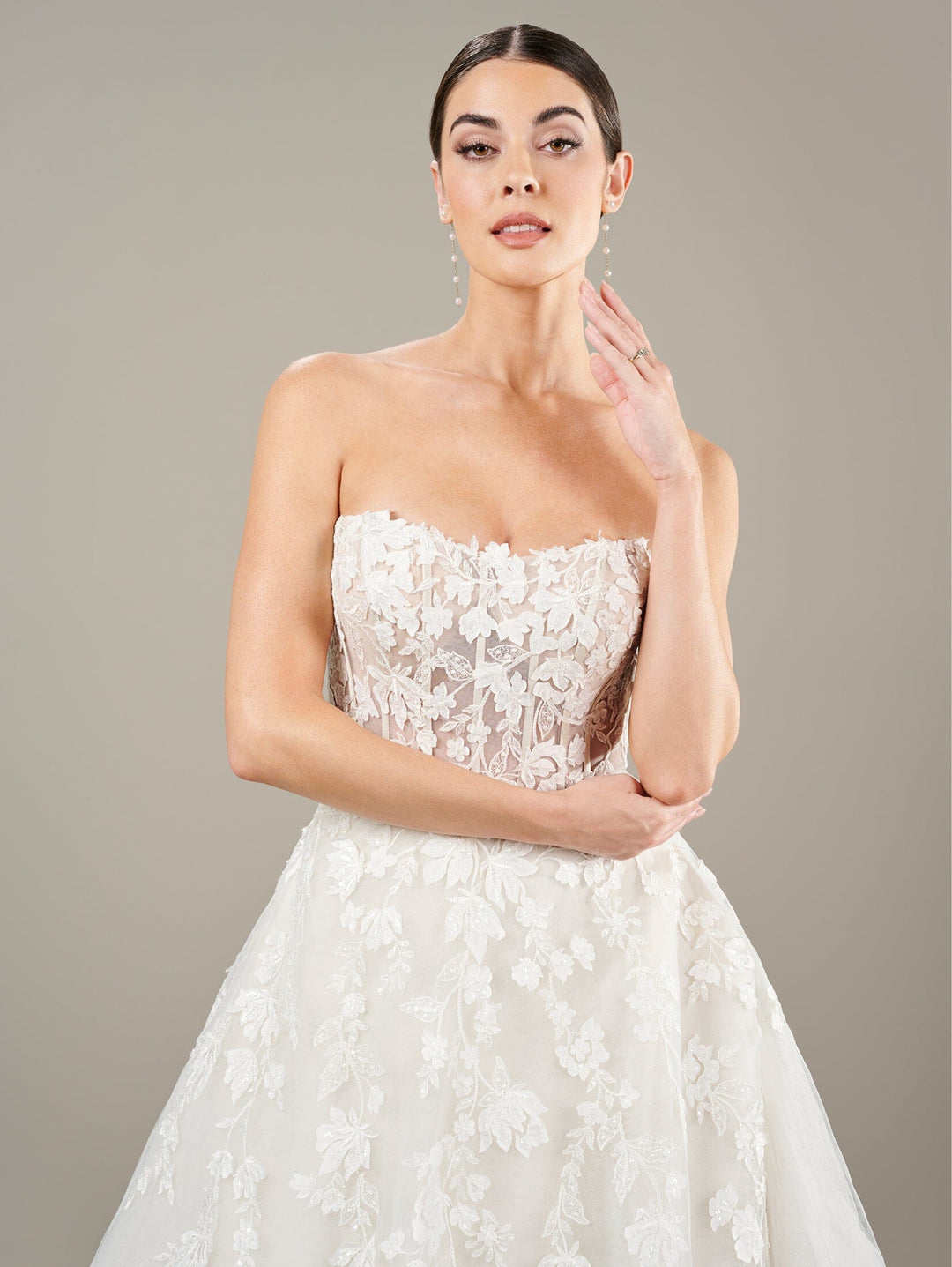 Applique Strapless A-line Bridal Gown by Adrianna Papell 31286