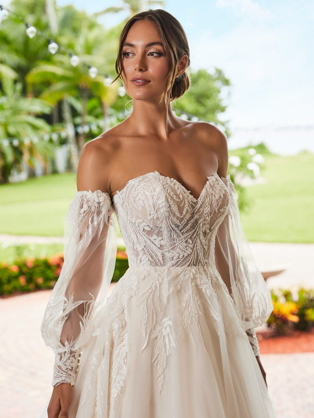 Applique Strapless Wedding Gown by Adrianna Papell 31218