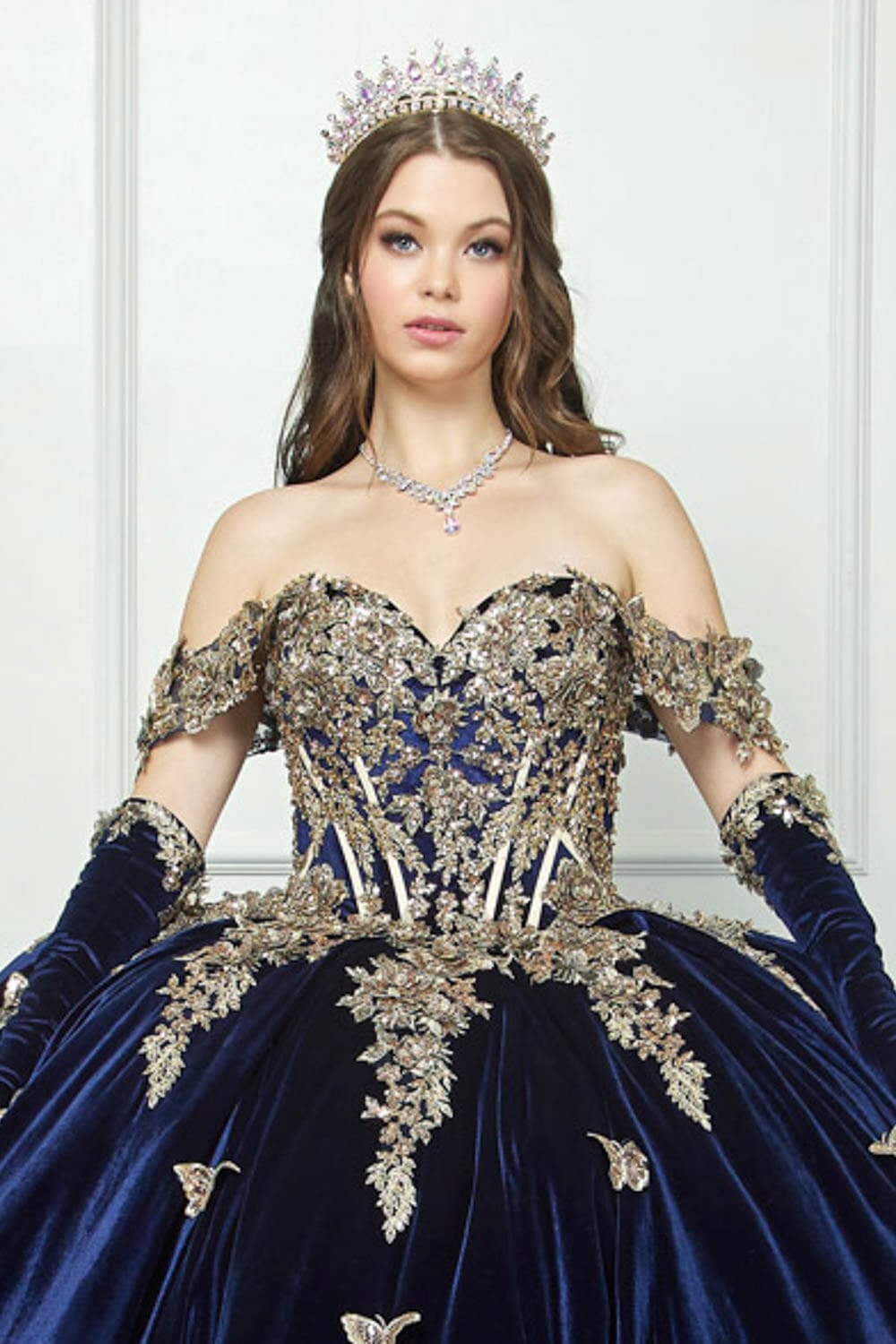 Applique Sweetheart Velvet Ball Gown by Petite Adele PQ1038 S / Red/Gold Applique Sweetheart Velvet Ball Gown by Petite Adele PQ1038 S / Red/Gold