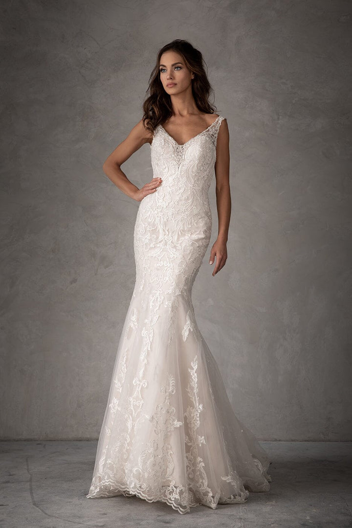 Applique V-Neck Mermaid Bridal Gown by Abby Lane 97107