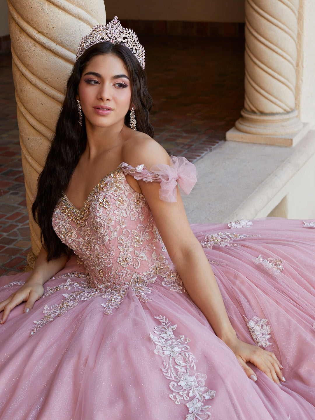 Applique V-Neck Quinceanera Dress by House of Wu 26059