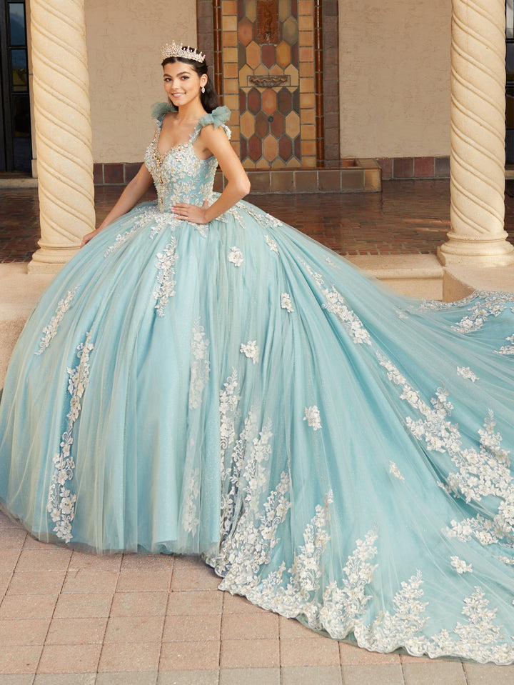 Applique V-Neck Quinceanera Dress by House of Wu 26059