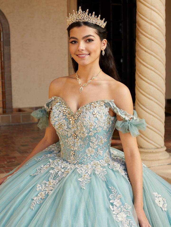 Applique V-Neck Quinceanera Dress by House of Wu 26059