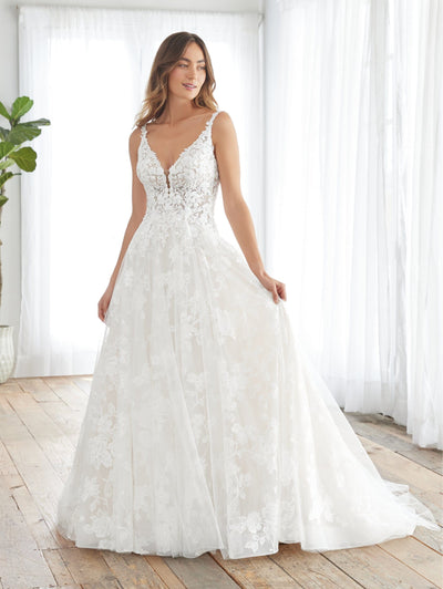 Applique V-Neck Tulle Bridal Gown by Adrianna Papell 31234