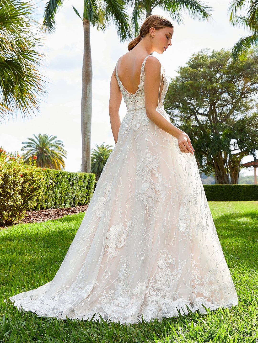 Applique V-Neck Wedding Dress by Adrianna Papell 31076 Louisa
