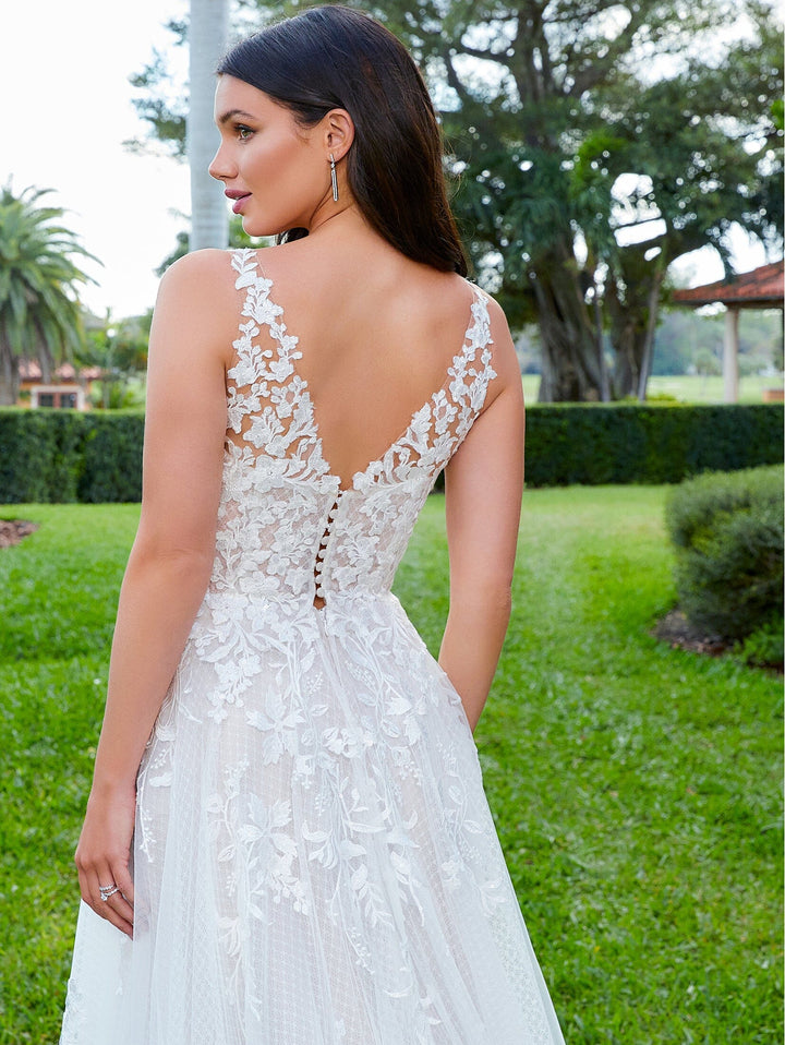 Applique V-Neck Wedding Gown by Adrianna Papell 31117