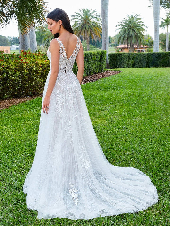 Applique V-Neck Wedding Gown by Adrianna Papell 31117