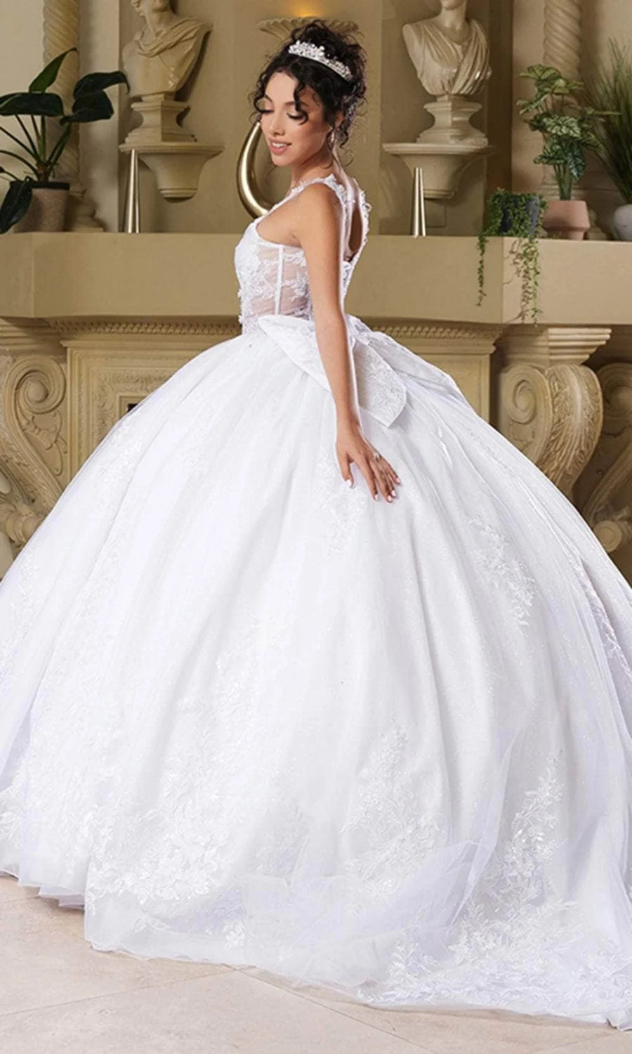 Applique Sleeveless Ball Gown by May Queen LK269
