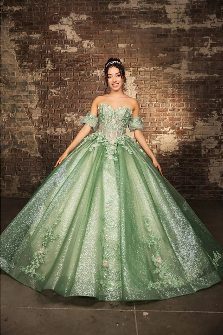 Applique Strapless Ball Gown by May Queen LK245