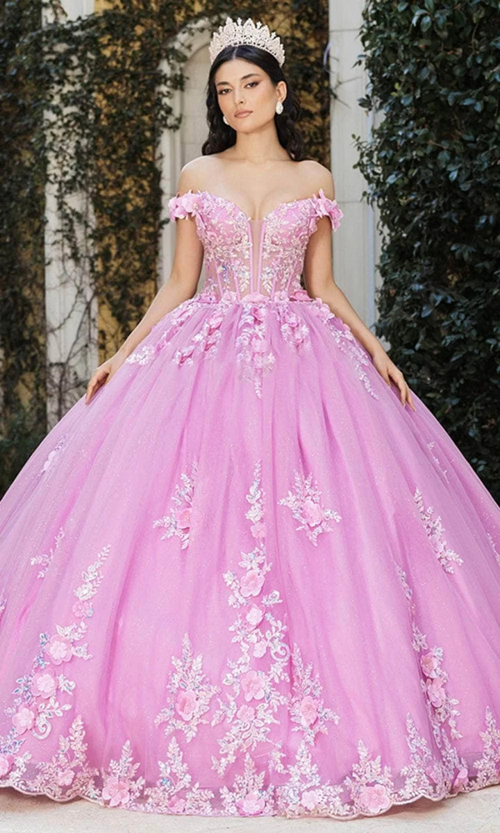 3D Floral Off Shoulder Ball Gown by May Queen LK262