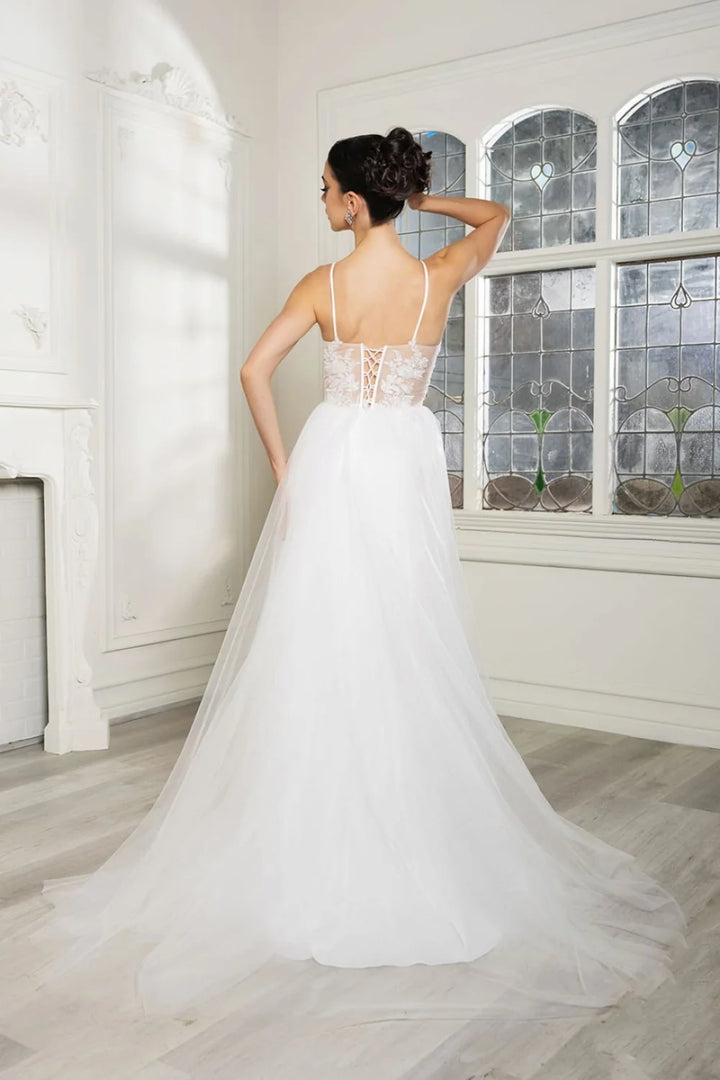 Applique V-Neck A-line Gown by May Queen MQ2167