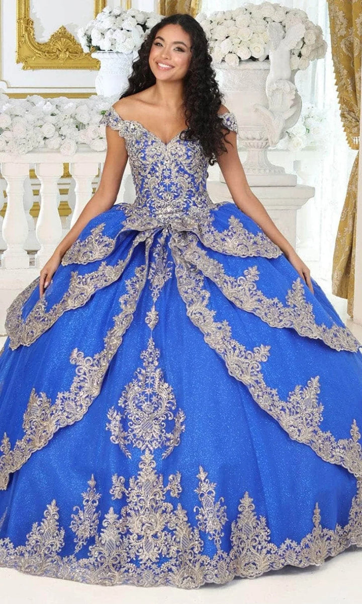 Off Shoulder Layered Ball Gown by May Queen LK234