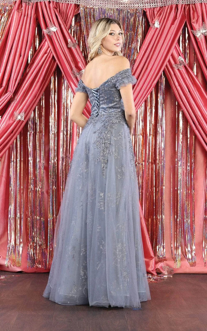 Applique Off Shoulder Gown by May Queen MQ1867