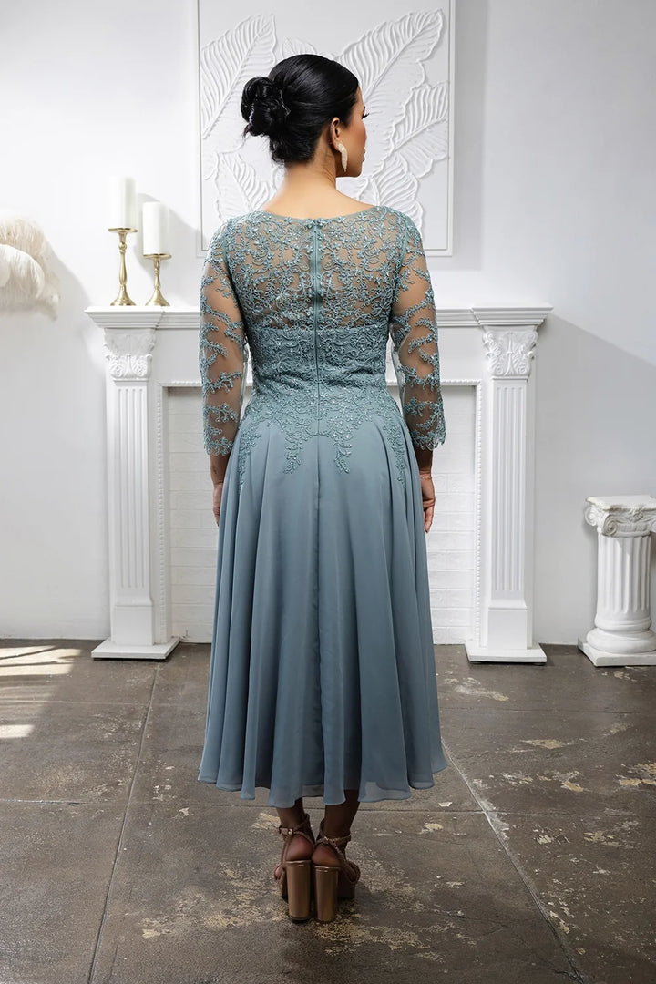 3/4 Sleeve Tea Length Dress by May Queen MQ2108