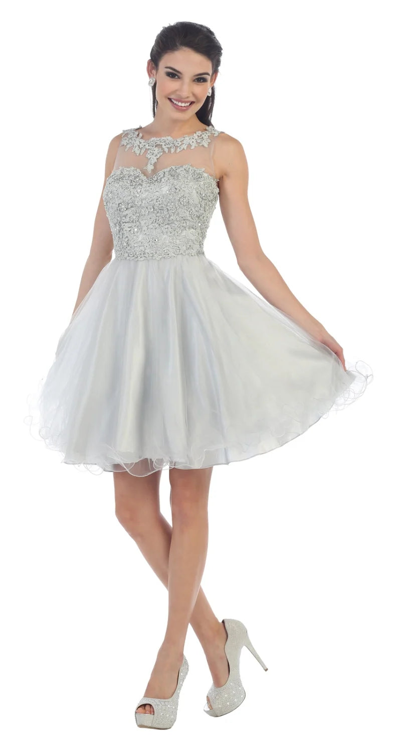 Short Sleeveless Ruffled Dress by May Queen MQ1429